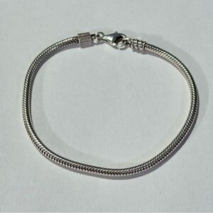 7.5” Chamilia 925 Sterling Silver Snake Chain Charm Bracelet Pandora Style